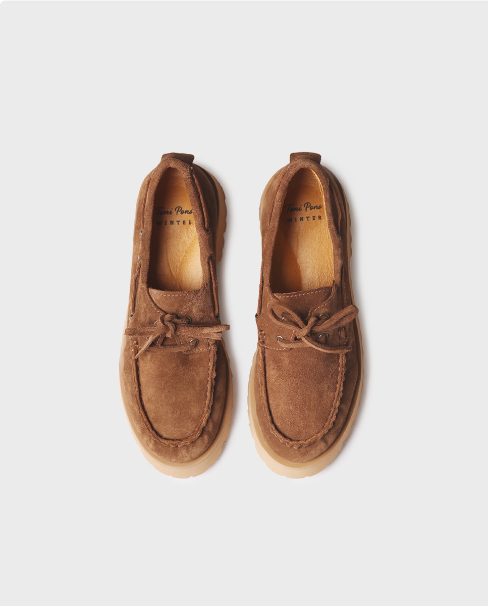 Mocasines de mujer de serraje con cordones - Toni Pons - Marrón claro Marrón claro-2