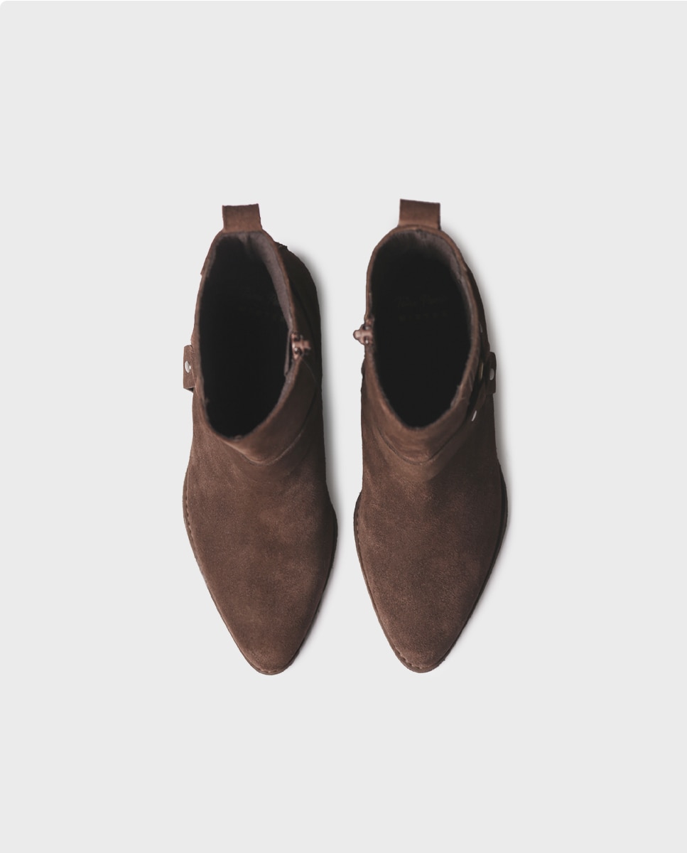 Botines de tacón de mujer de piel con cremallera - Toni Pons - Marrón Marrón-3