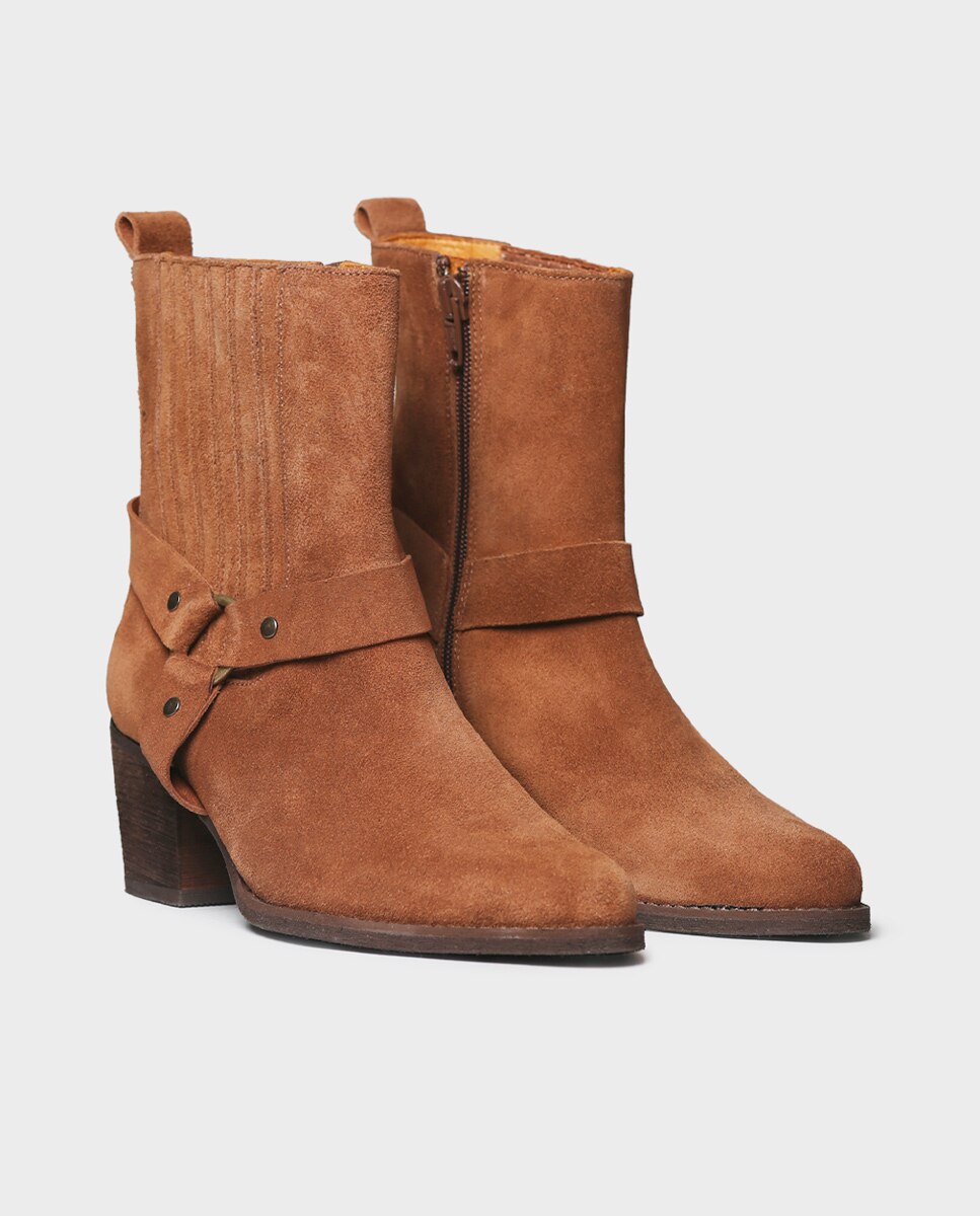 Botines de tacón de mujer de piel con cremallera - Toni Pons - Marrón claro Marrón claro-4