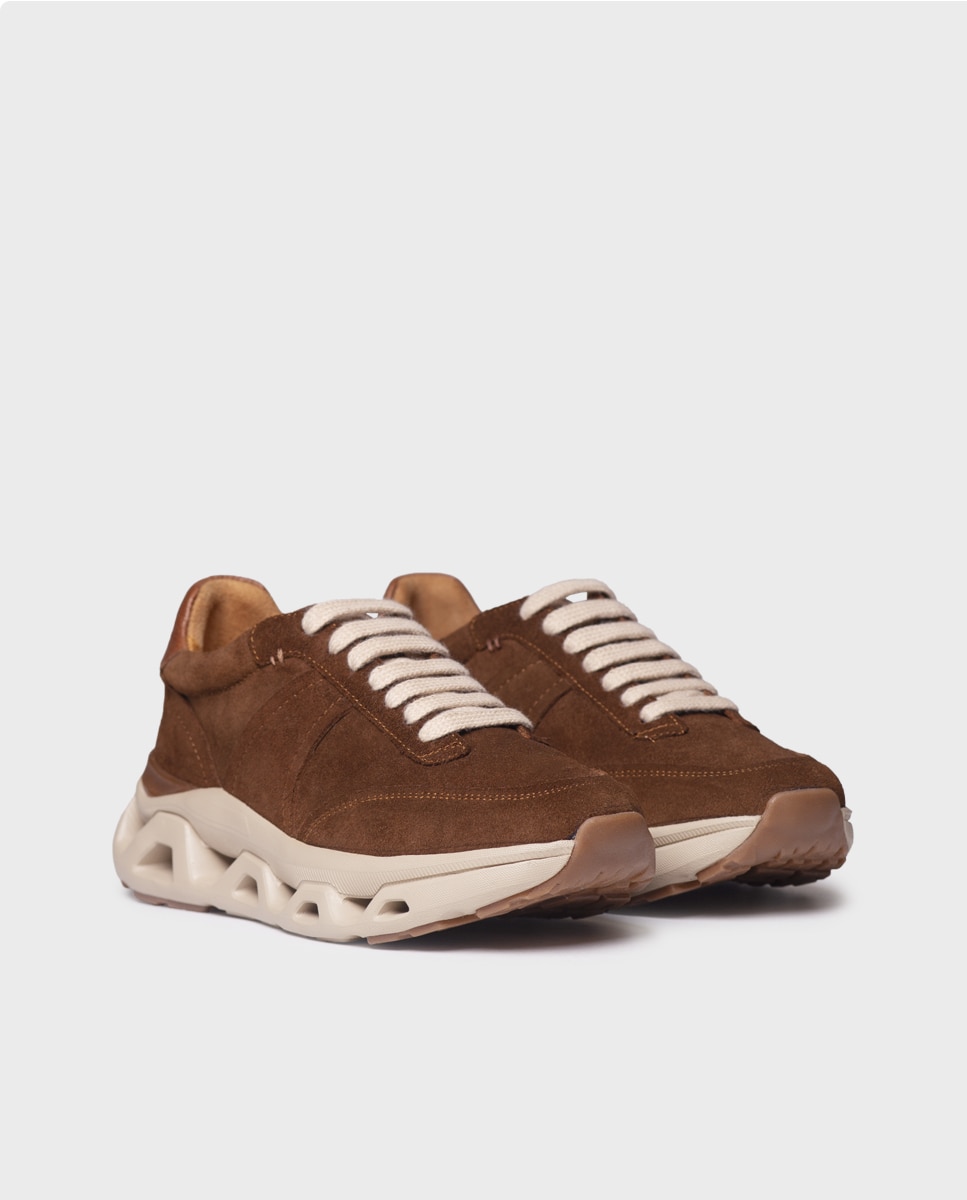 Zapatillas de mujer de piel con suela runner - Toni Pons - Marrón Marrón-4