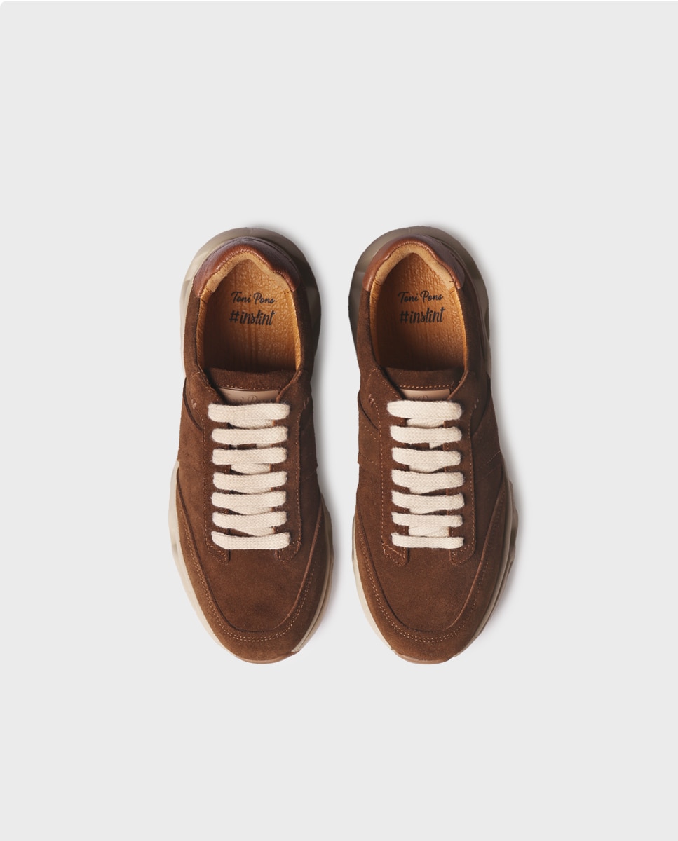 Zapatillas de mujer de piel con suela runner - Toni Pons - Marrón Marrón-3