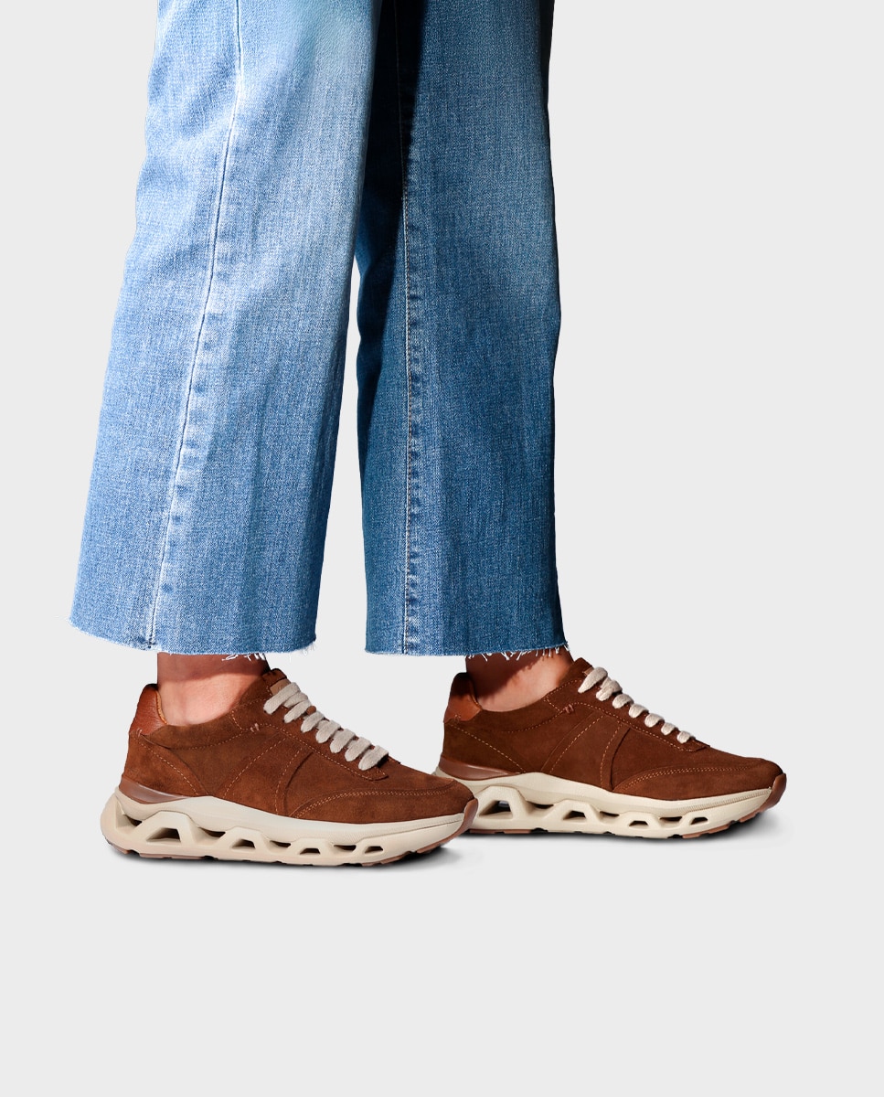 Zapatillas de mujer de piel con suela runner - Toni Pons - Marrón Marrón-2