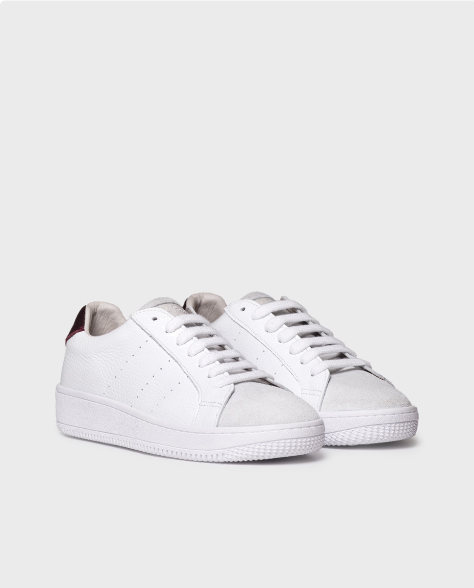Zapatillas de mujer de piel con cordones - Toni Pons - Blanco Blanco-4