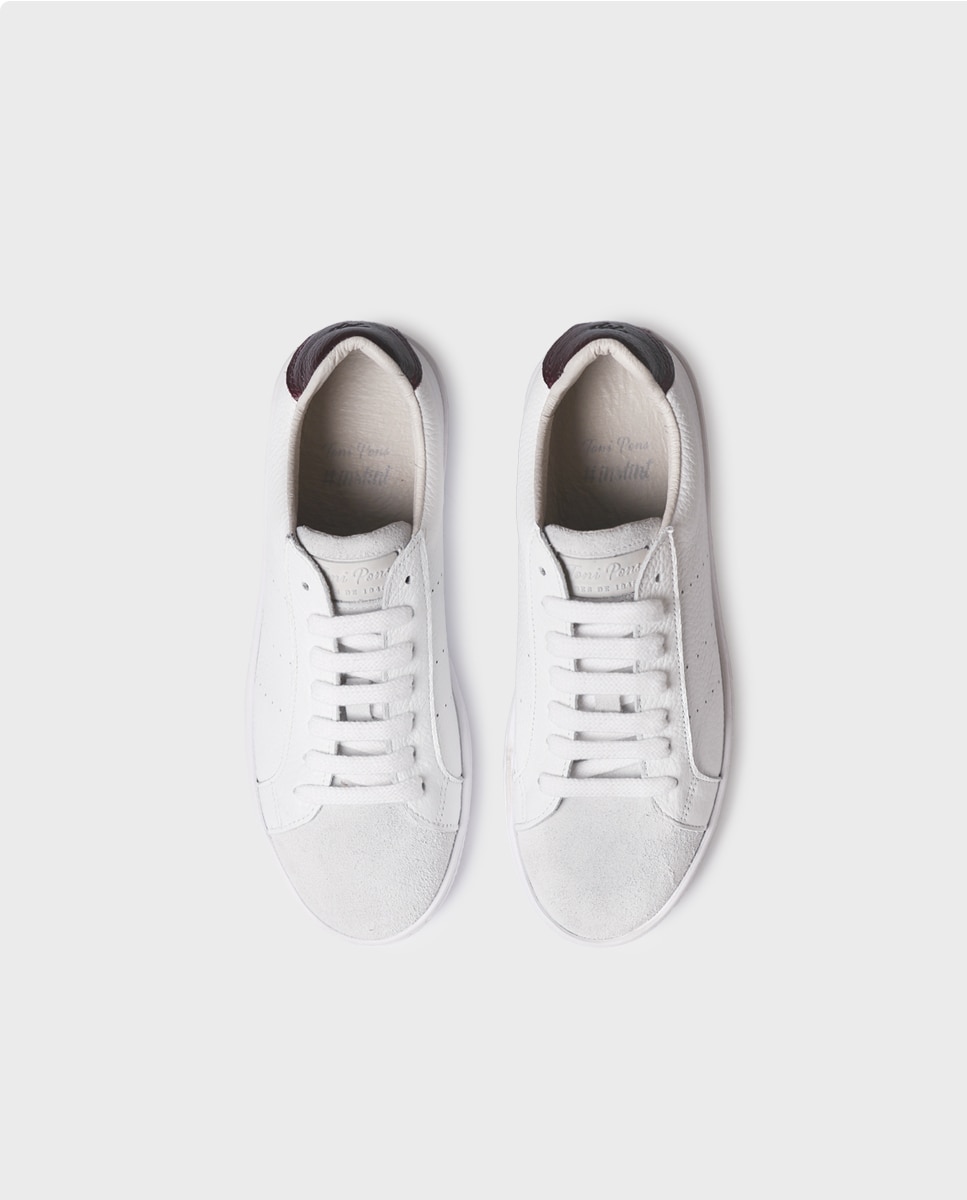 Zapatillas de mujer de piel con cordones - Toni Pons - Blanco Blanco-3