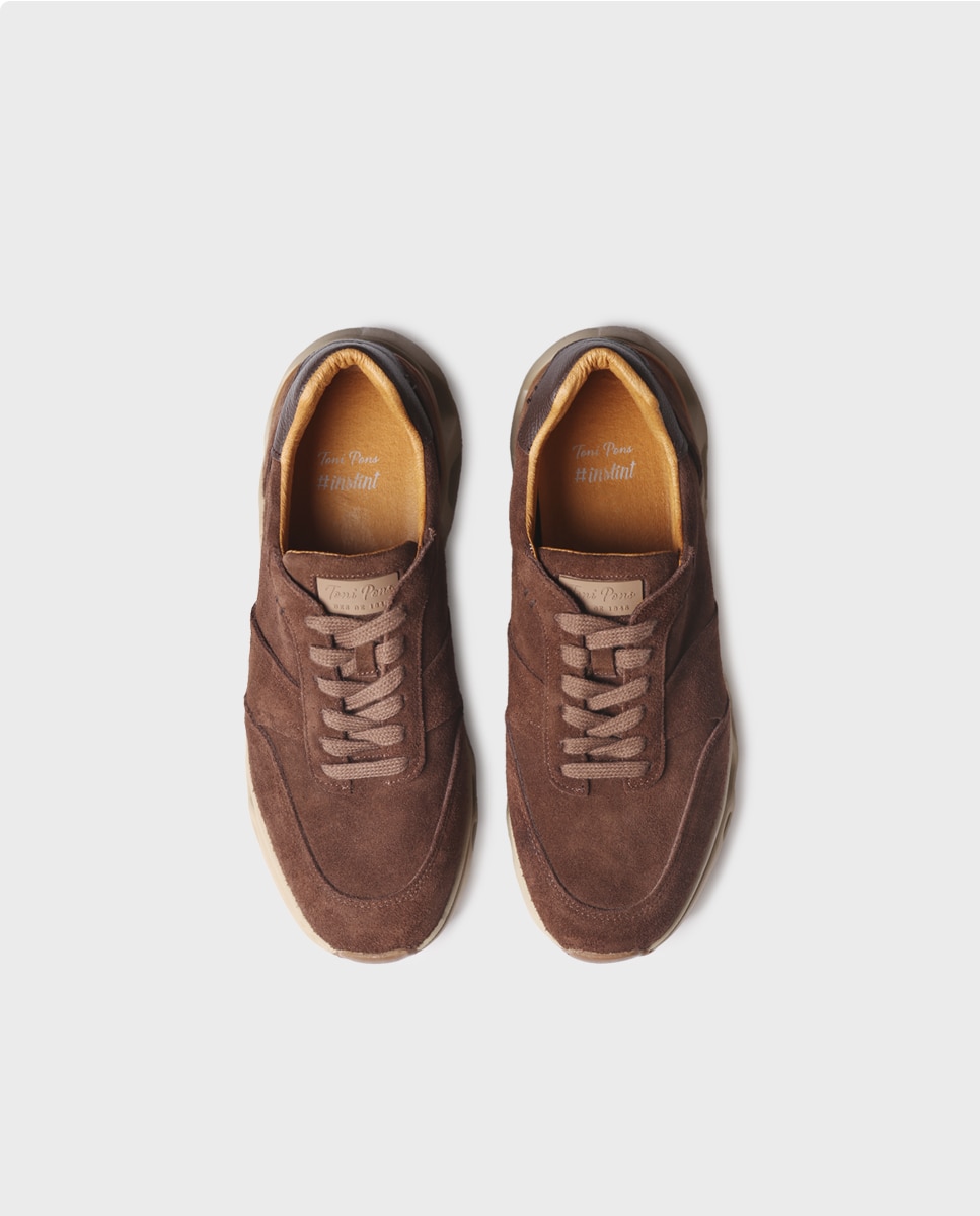 Zapatillas de hombre de piel con suela perforada amortiguadora - Toni Pons - Marrón Marrón-3