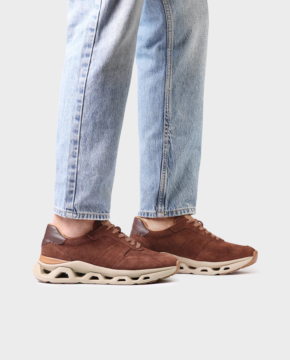 Zapatillas de hombre de piel con suela perforada amortiguadora - Toni Pons - Marrón Marrón-2