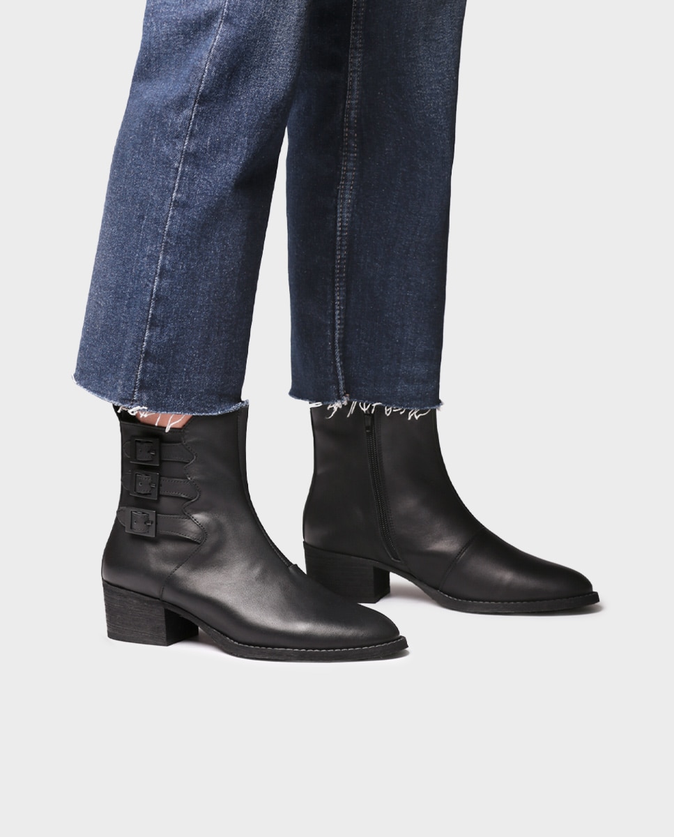 Botines de mujer de piel con cremallera - Toni Pons - Negro Negro-2