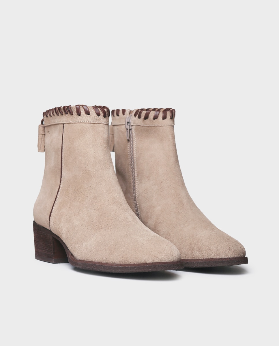 Botines de mujer de serraje con cremallera - Toni Pons - Gris Piedra Gris Piedra-4
