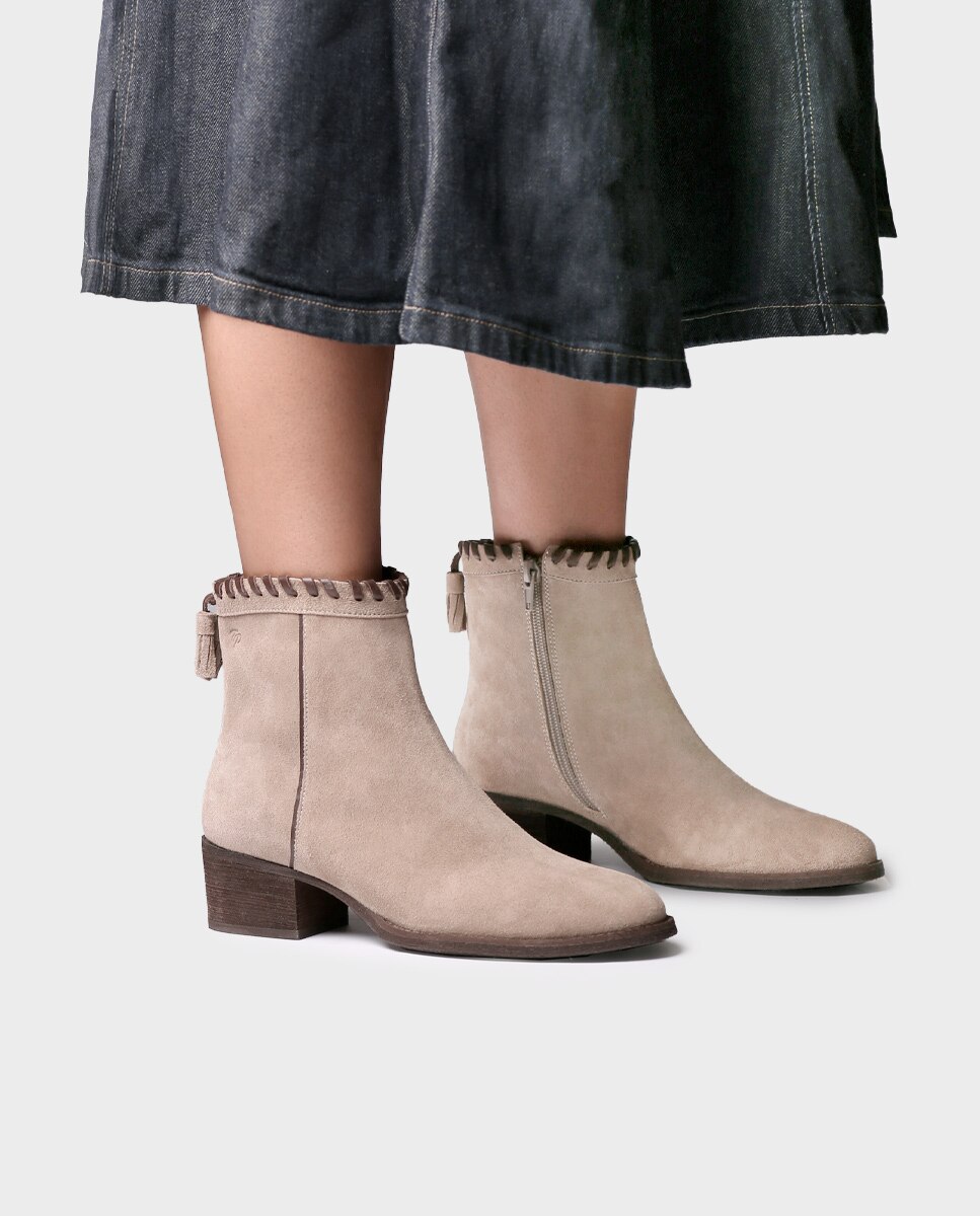 Botines de mujer de serraje con cremallera - Toni Pons - Gris Piedra Gris Piedra-2