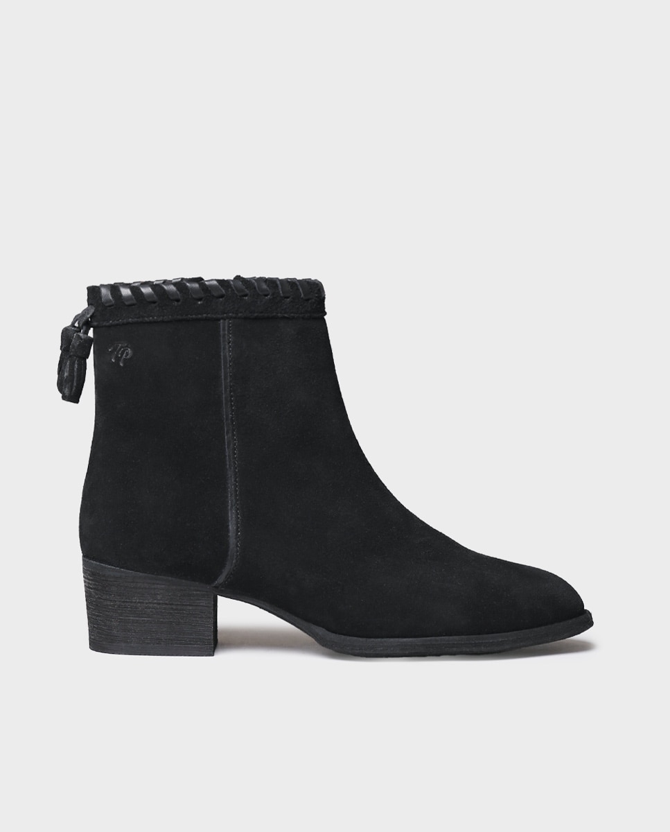 Botines de mujer de serraje con cremallera - Toni Pons - Negro Negro-1