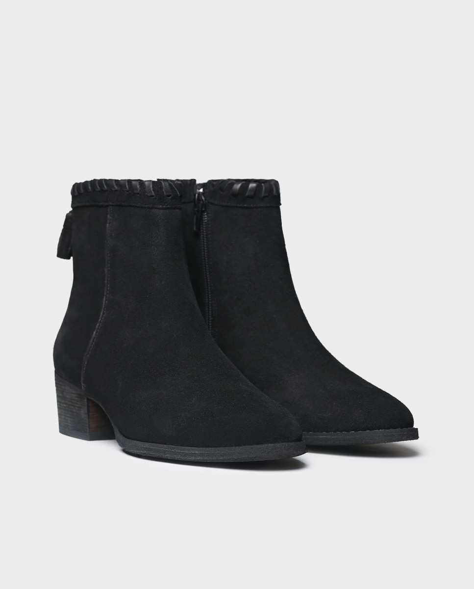 Botines de mujer de serraje con cremallera - Toni Pons - Negro Negro-4