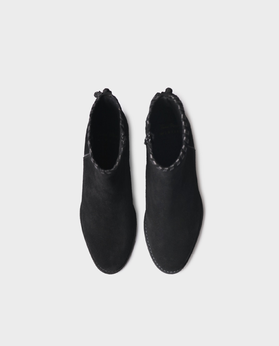 Botines de mujer de serraje con cremallera - Toni Pons - Negro Negro-3
