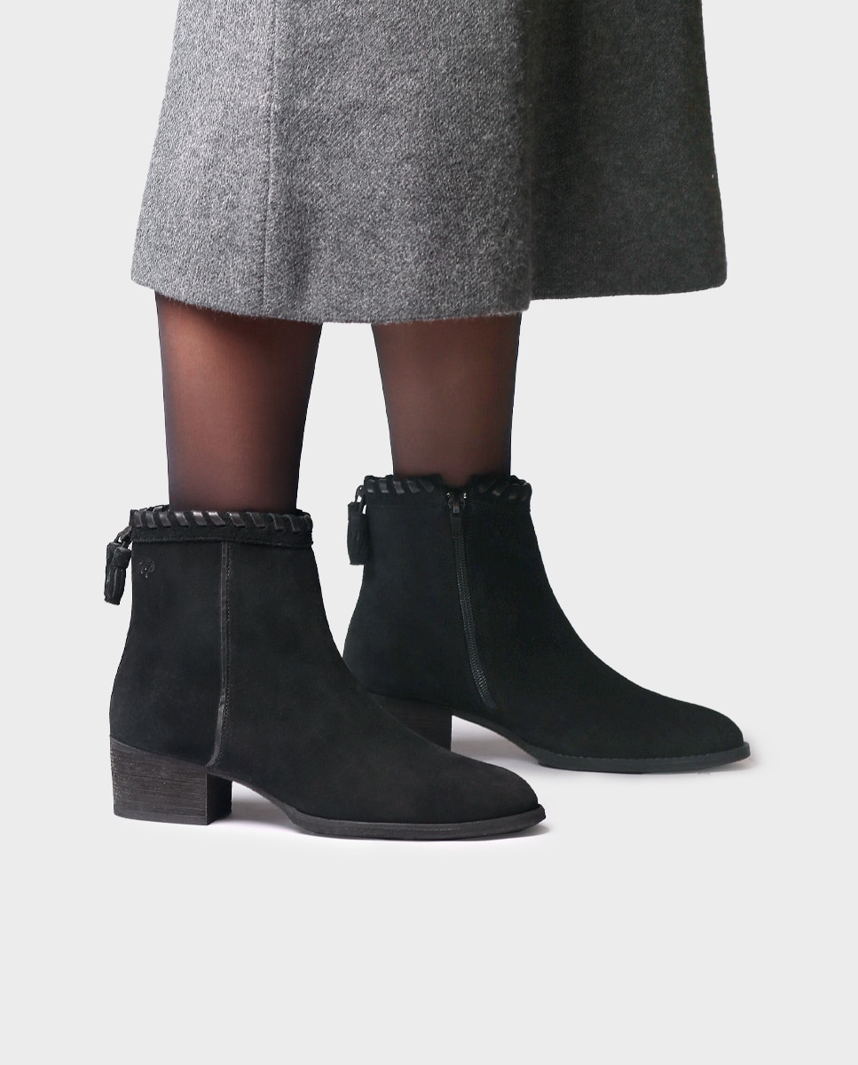 Botines de mujer de serraje con cremallera - Toni Pons - Negro Negro-2