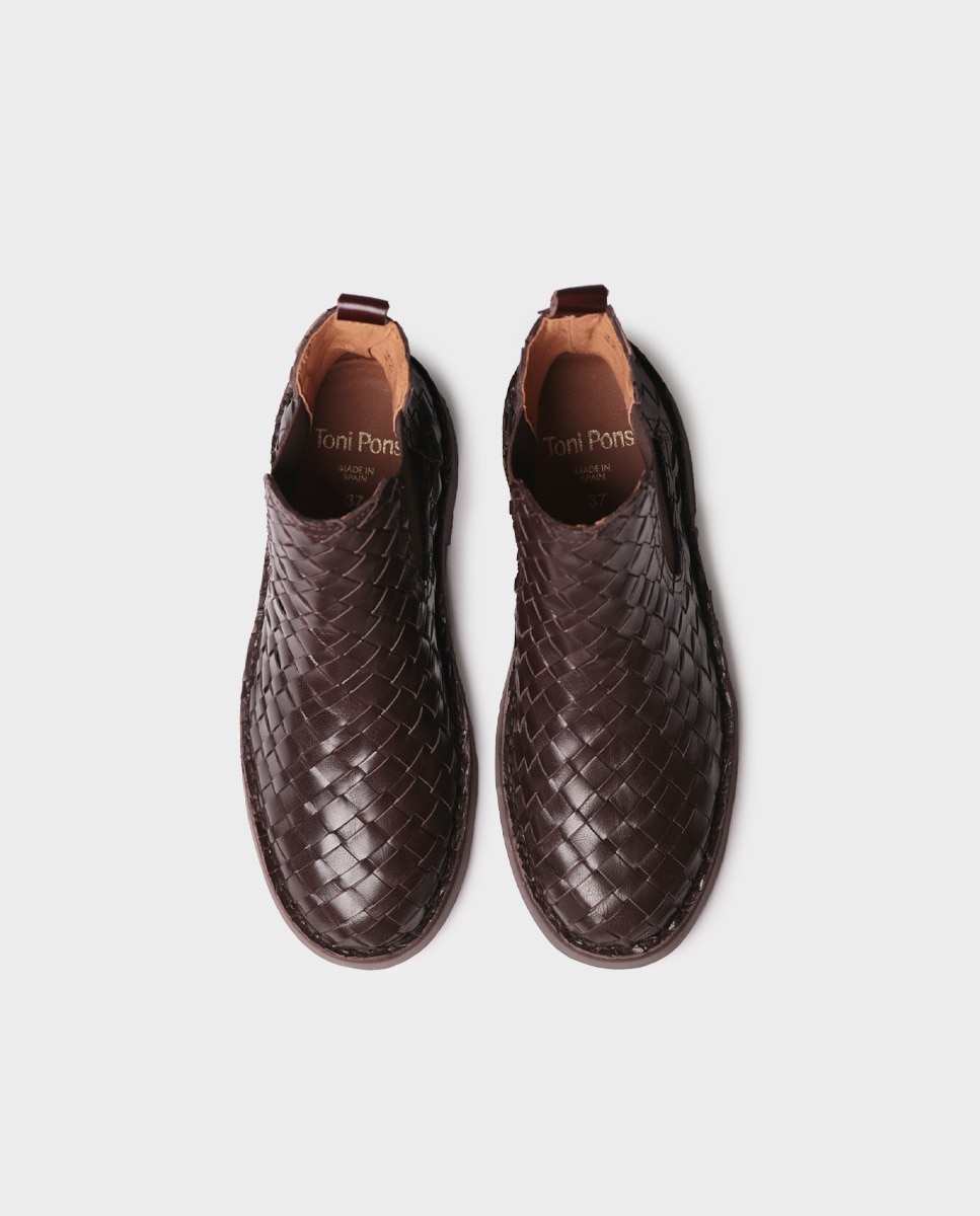 Botines de mujer de piel con elásticos - Toni Pons - Marrón Marrón-3