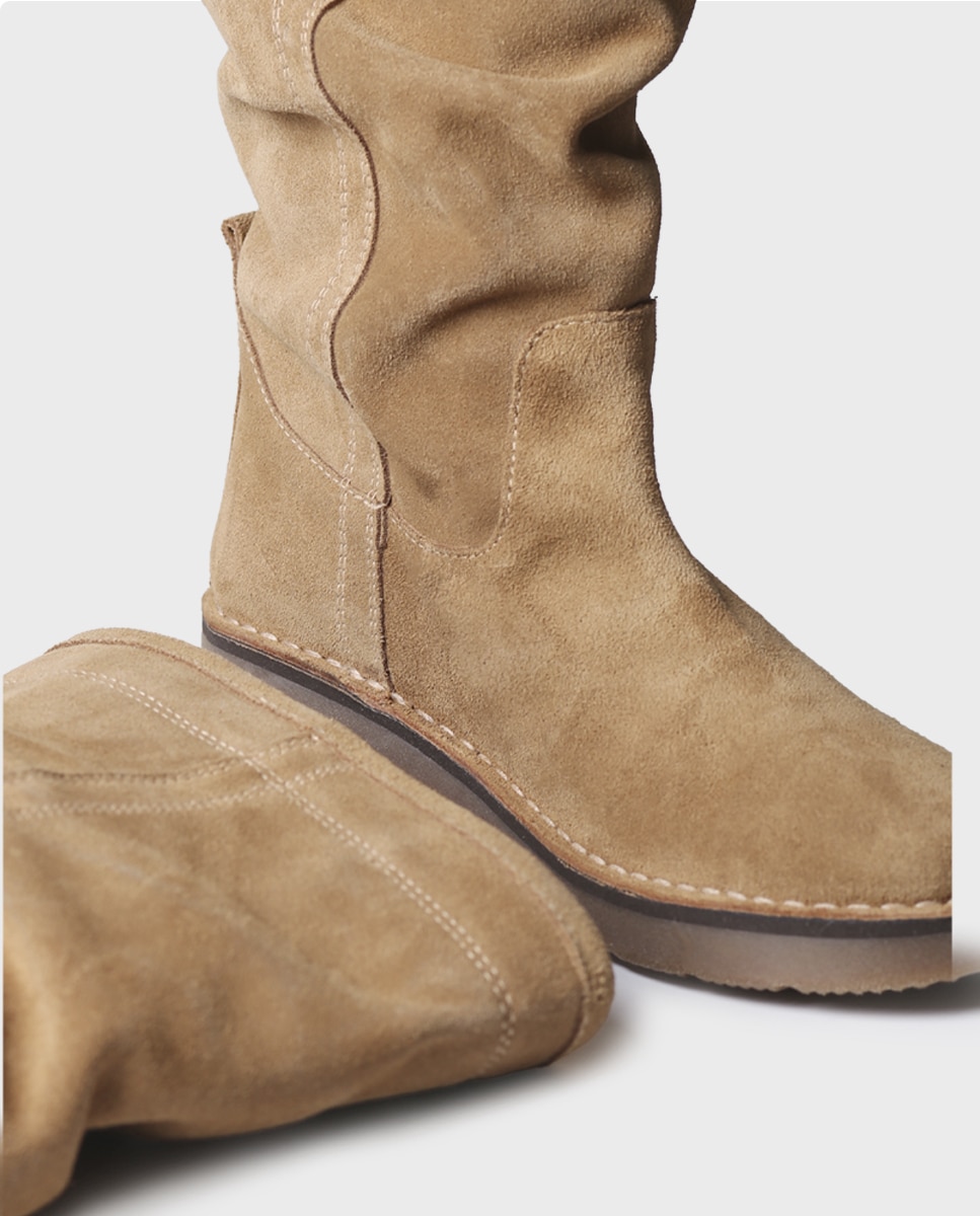 Botas altas de mujer de serraje con tacón - Toni Pons - Marrón claro Marrón claro-3