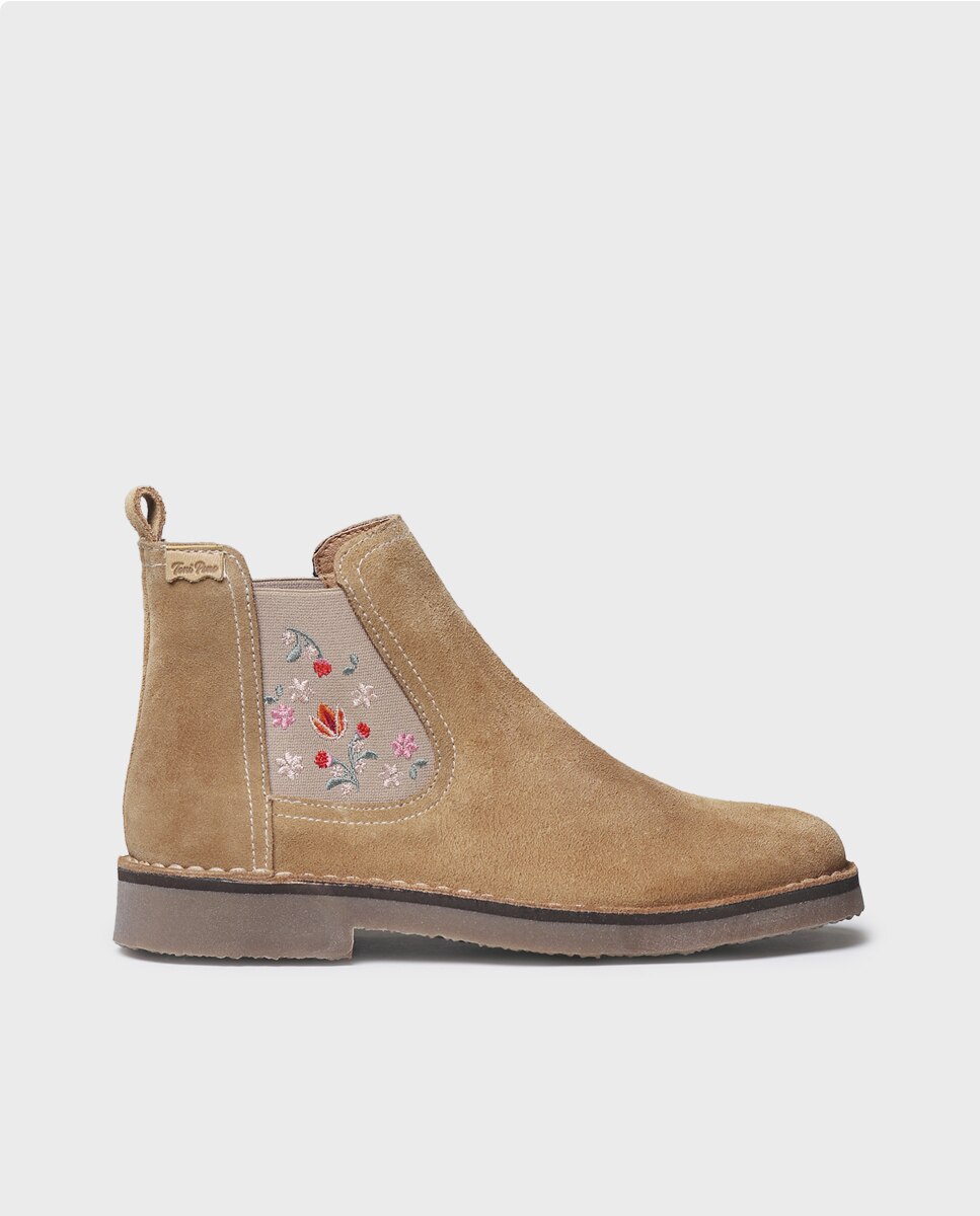 Botines de mujer de serraje con elásticos - Toni Pons - Marrón claro Marrón claro-1