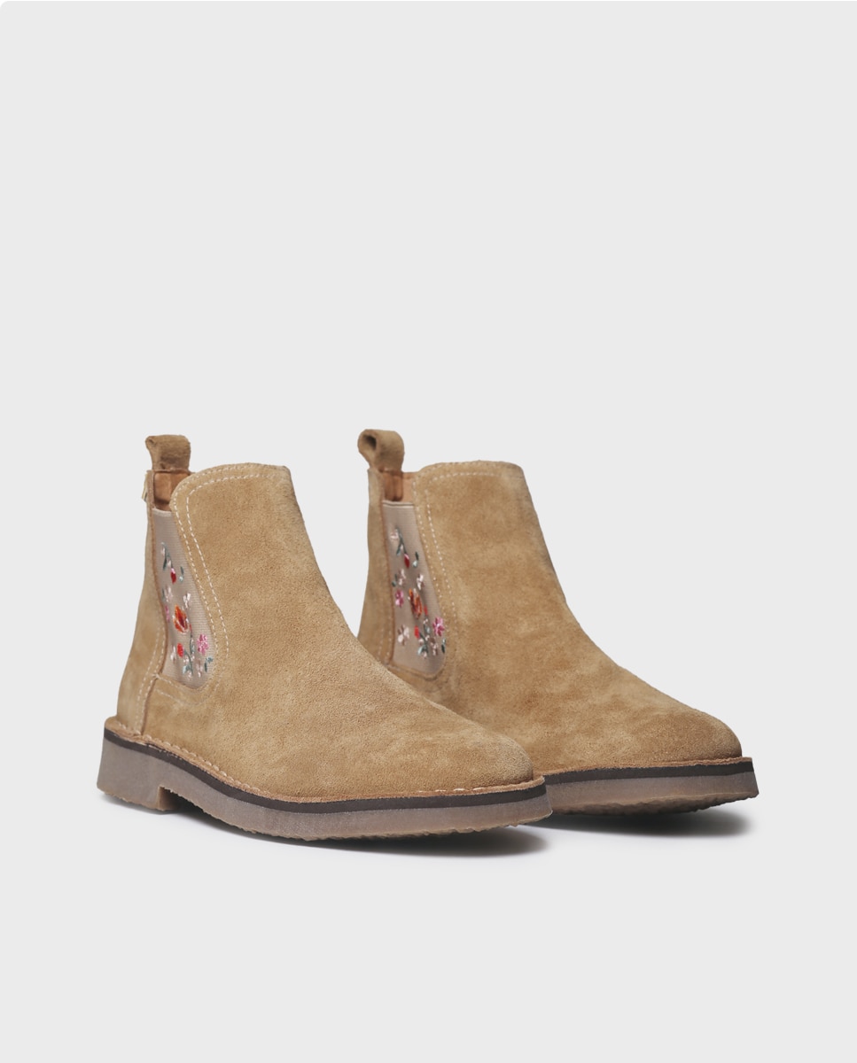 Botines de mujer de serraje con elásticos - Toni Pons - Marrón claro Marrón claro-2