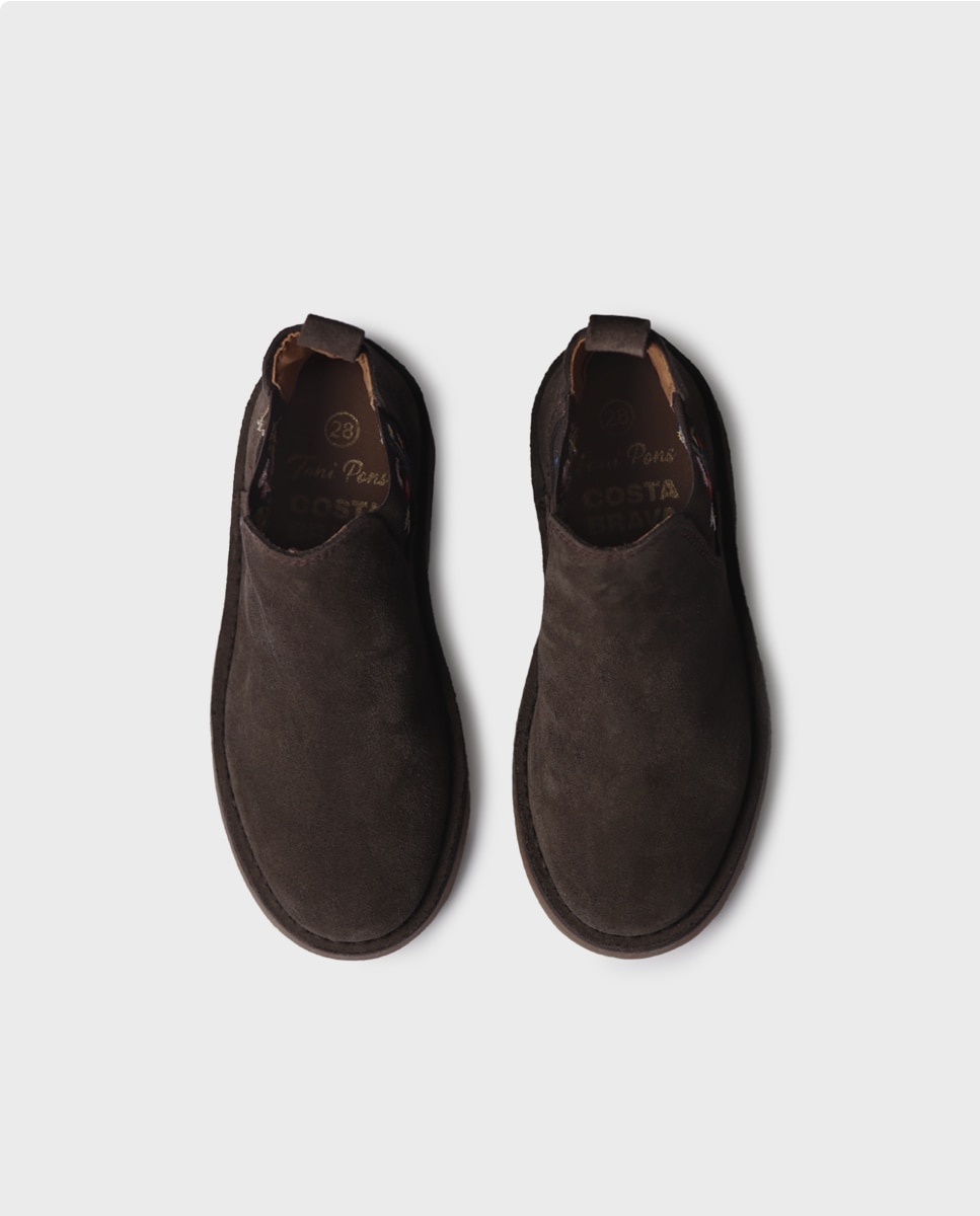 Botines de niños de serraje con elástico - Toni Pons - Marrón Marrón-3