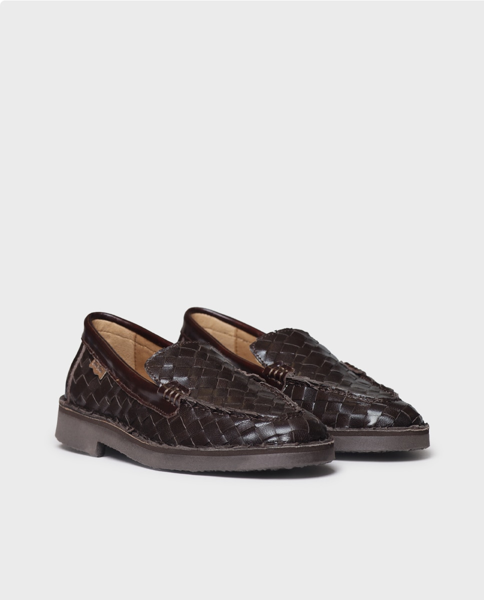 Mocasines planos de mujer de piel trenzada - Toni Pons - Marrón Marrón-4