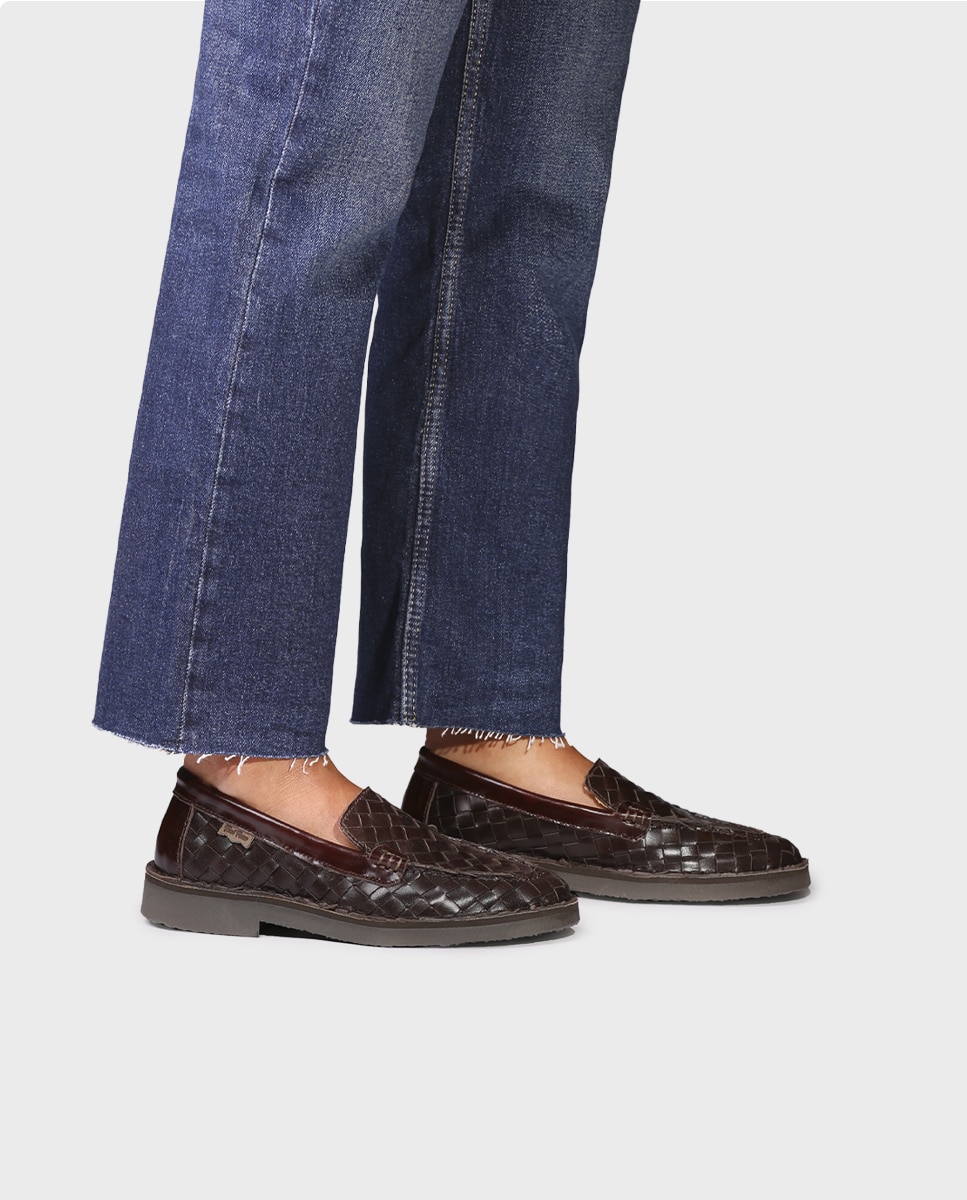 Mocasines planos de mujer de piel trenzada - Toni Pons - Marrón Marrón-2