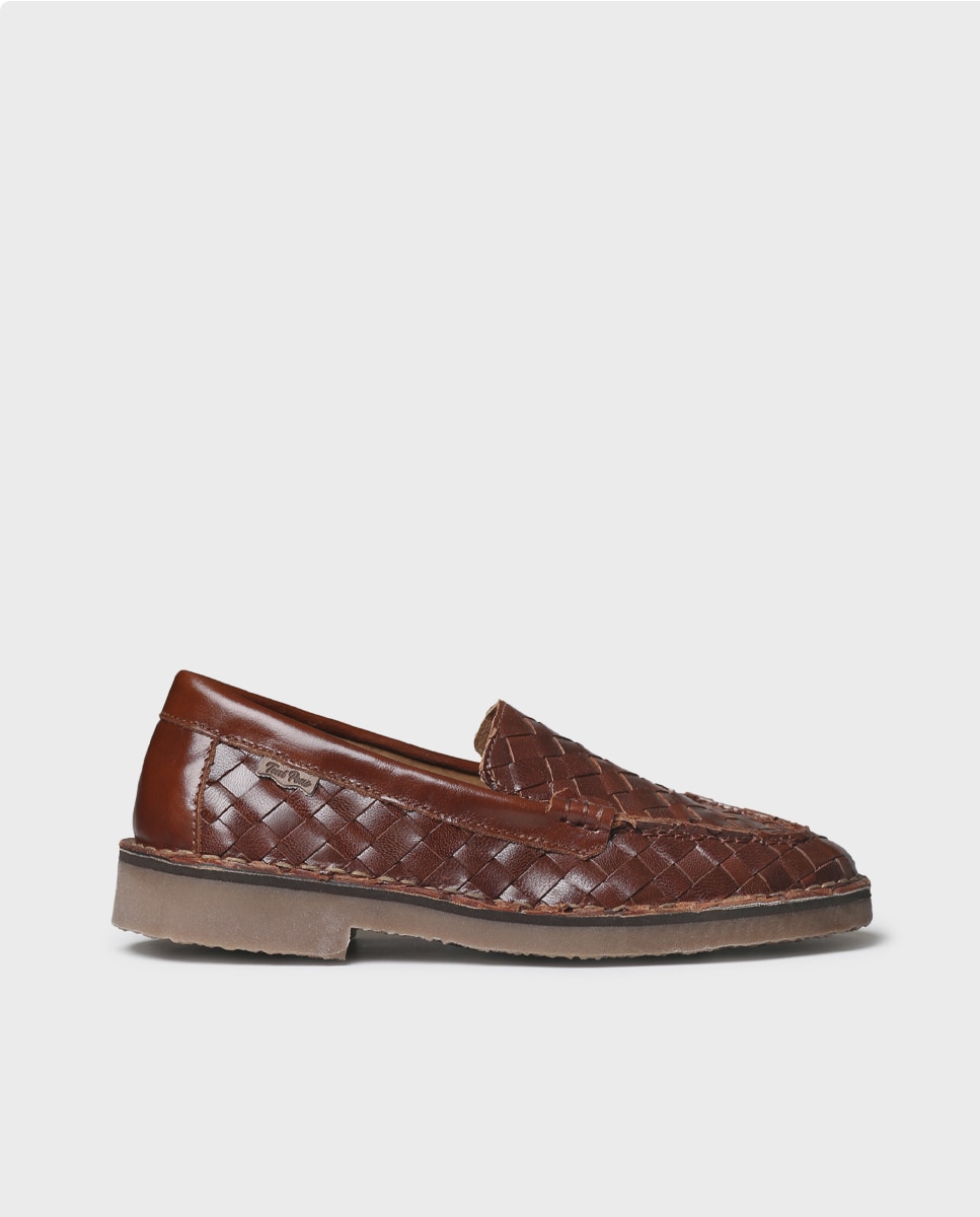 Mocasines planos de mujer de piel trenzada - Toni Pons - Marrón claro Marrón claro-1