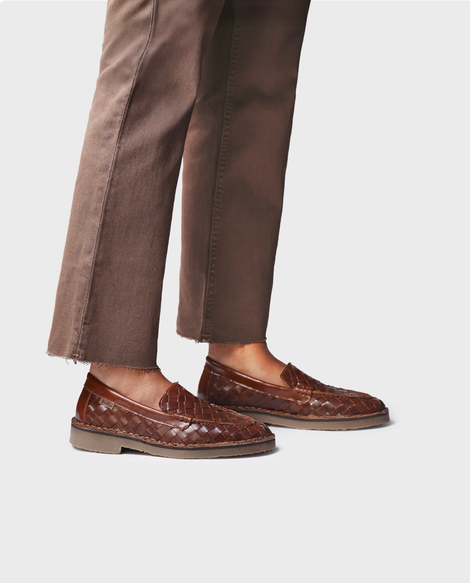 Mocasines planos de mujer de piel trenzada - Toni Pons - Marrón claro Marrón claro-2