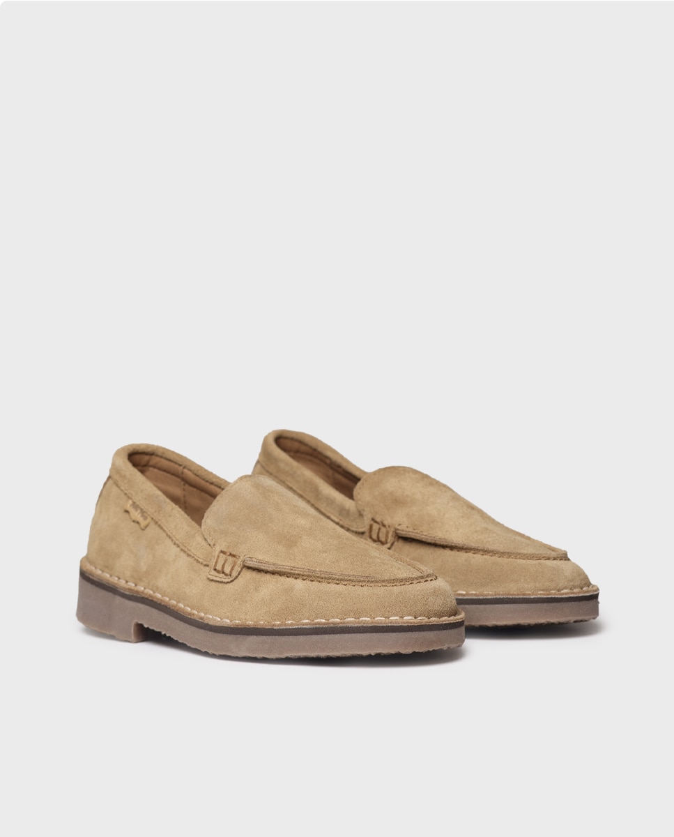 Mocasines planos de mujer de serraje - Toni Pons - Marrón claro Marrón claro-4