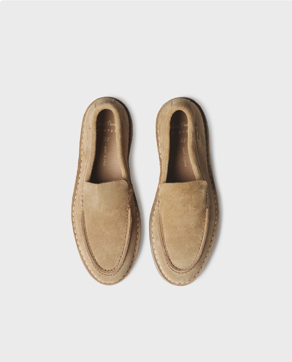 Mocasines planos de mujer de serraje - Toni Pons - Marrón claro Marrón claro-3