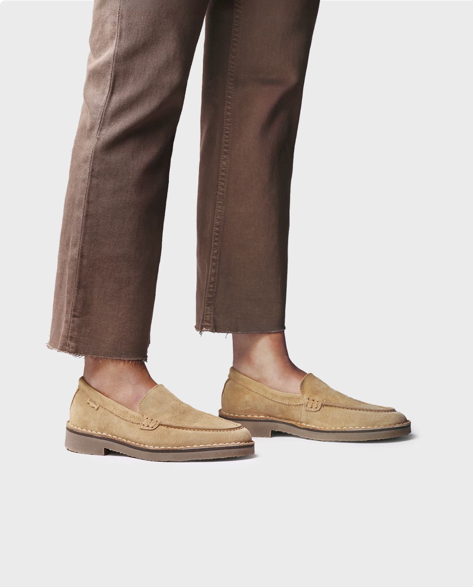 Mocasines planos de mujer de serraje - Toni Pons - Marrón claro Marrón claro-2