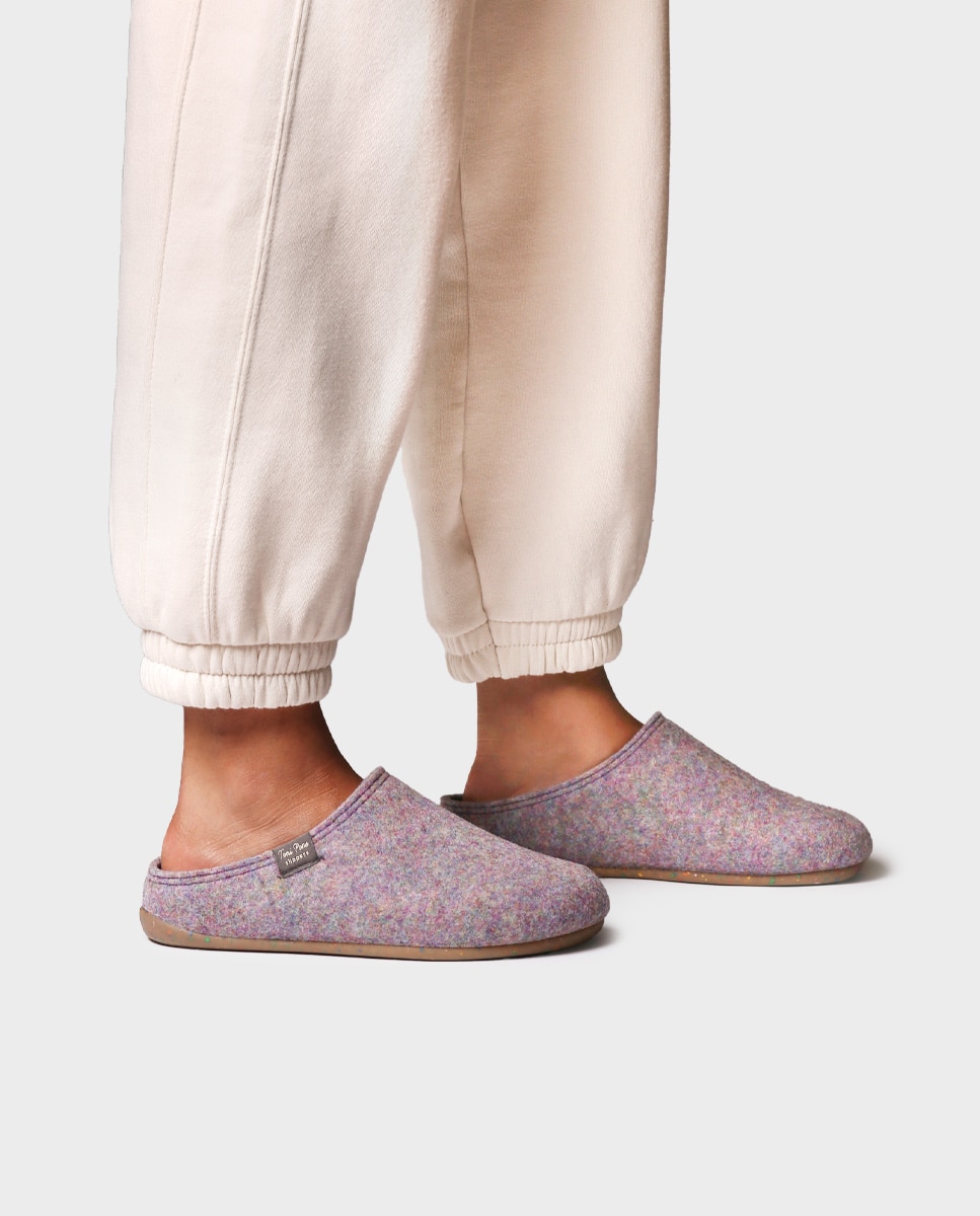 Zapatillas de casa cerradas de mujer de fieltro reciclado - Toni Pons - Malva Malva-2