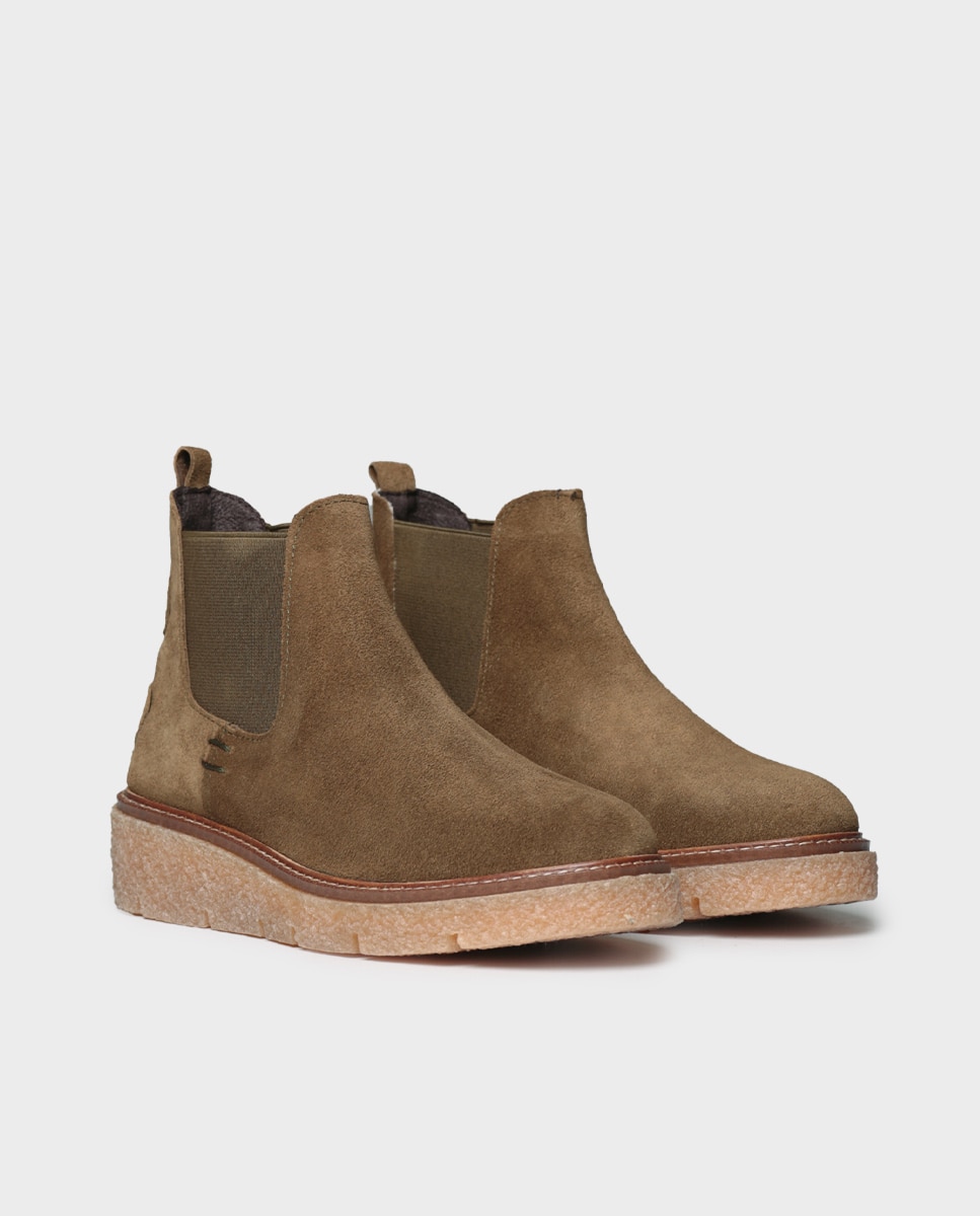 Botines de mujer de serraje con elásticos - Toni Pons - Verde Verde-4