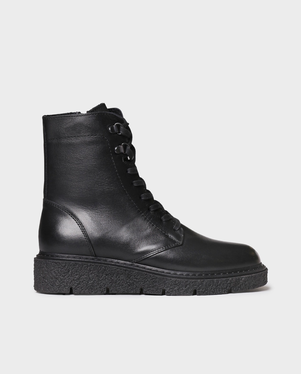 Botines de mujer de cordones de piel con cremallera - Toni Pons - Negro Negro-1