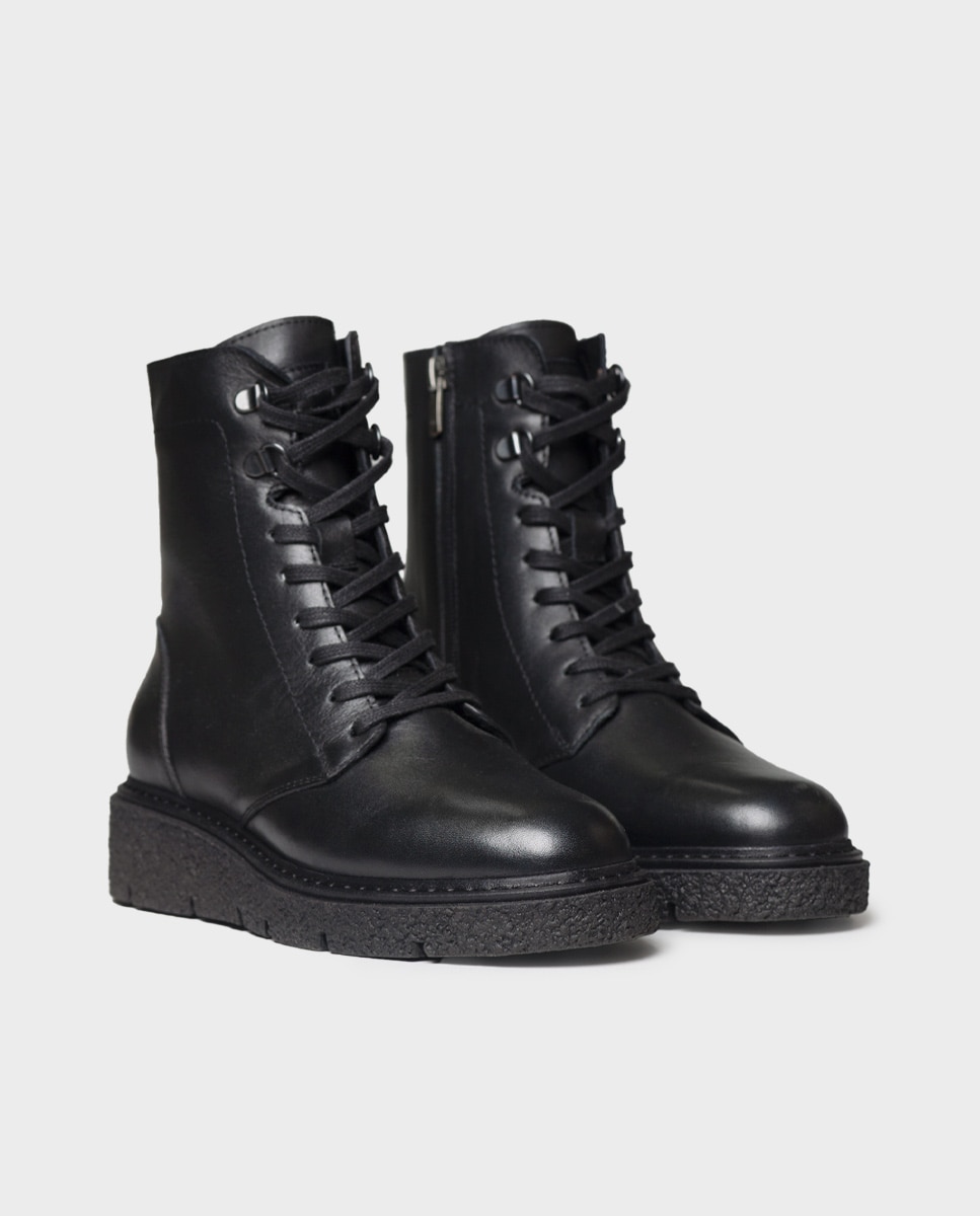 Botines de mujer de cordones de piel con cremallera - Toni Pons - Negro Negro-4