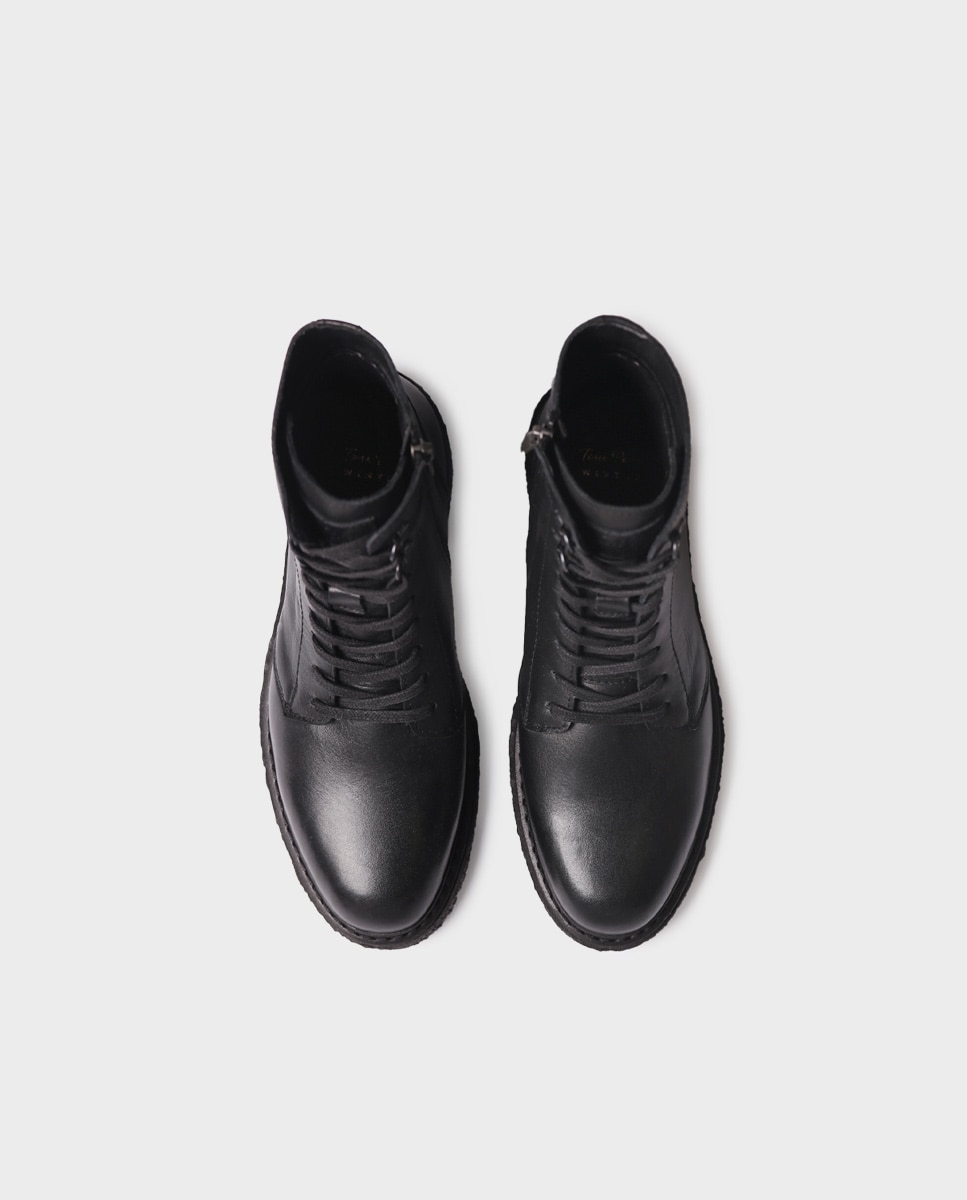 Botines de mujer de cordones de piel con cremallera - Toni Pons - Negro Negro-3