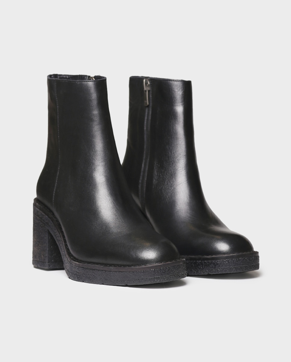 Botines de tacón de mujer de piel con cremallera - Toni Pons - Negro Negro-4