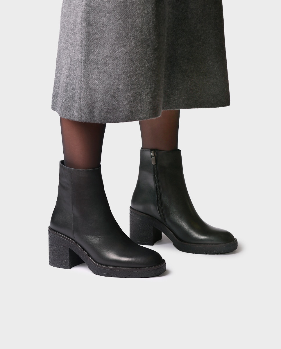 Botines de tacón de mujer de piel con cremallera - Toni Pons - Negro Negro-2