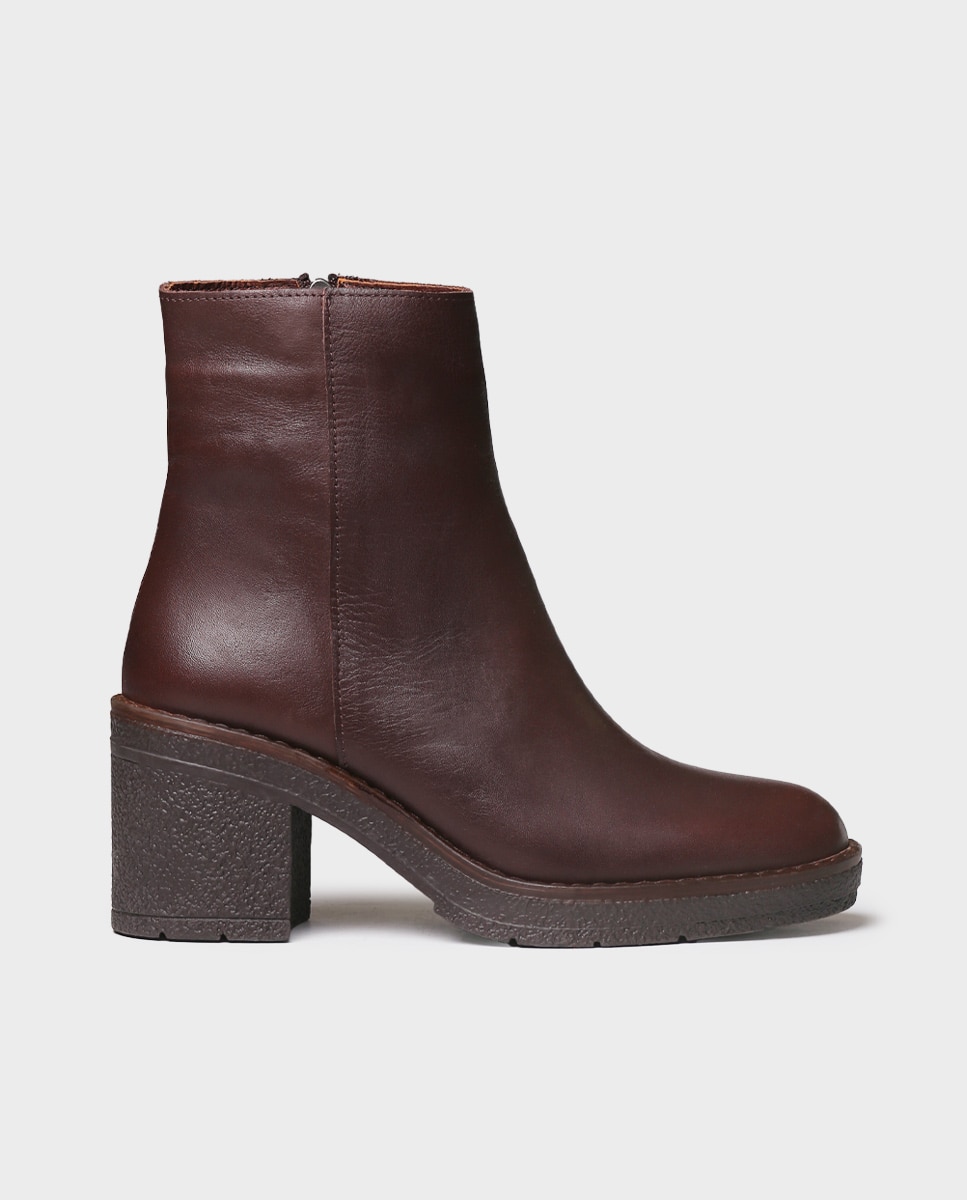 Botines de tacón de mujer de piel con cremallera - Toni Pons - Marrón Marrón-1