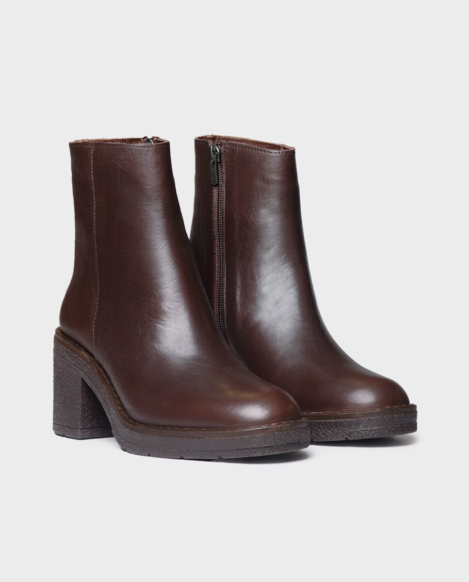 Botines de tacón de mujer de piel con cremallera - Toni Pons - Marrón Marrón-4
