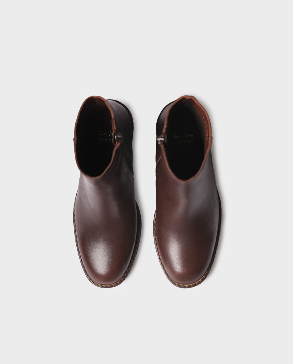 Botines de tacón de mujer de piel con cremallera - Toni Pons - Marrón Marrón-3