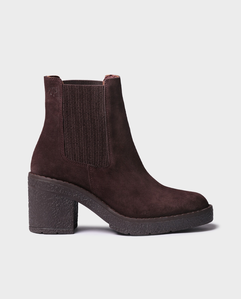 Botines de mujer de piel con elásticos y tacón - Toni Pons - Marrón Marrón-1