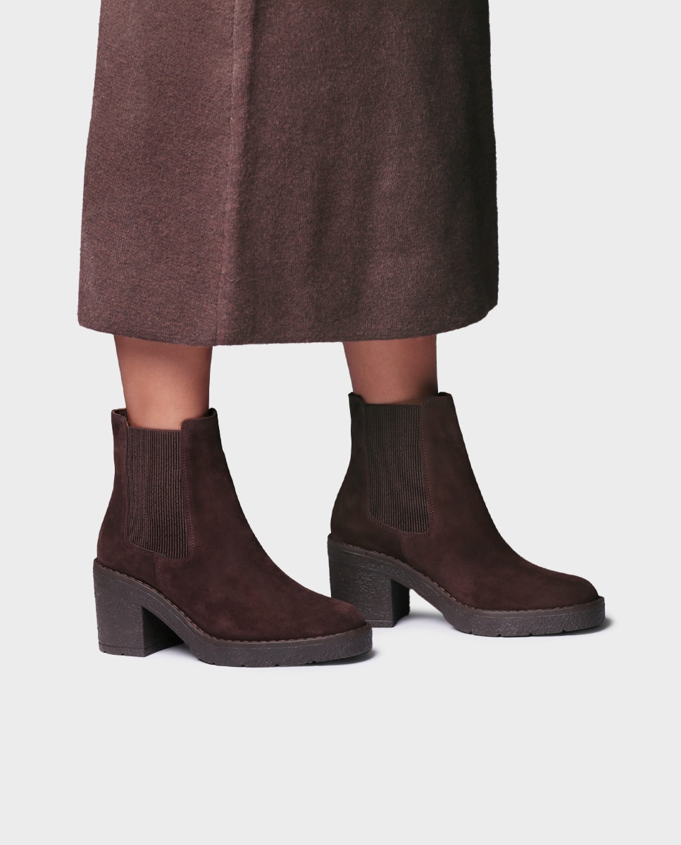 Botines de mujer de piel con elásticos y tacón - Toni Pons - Marrón Marrón-2