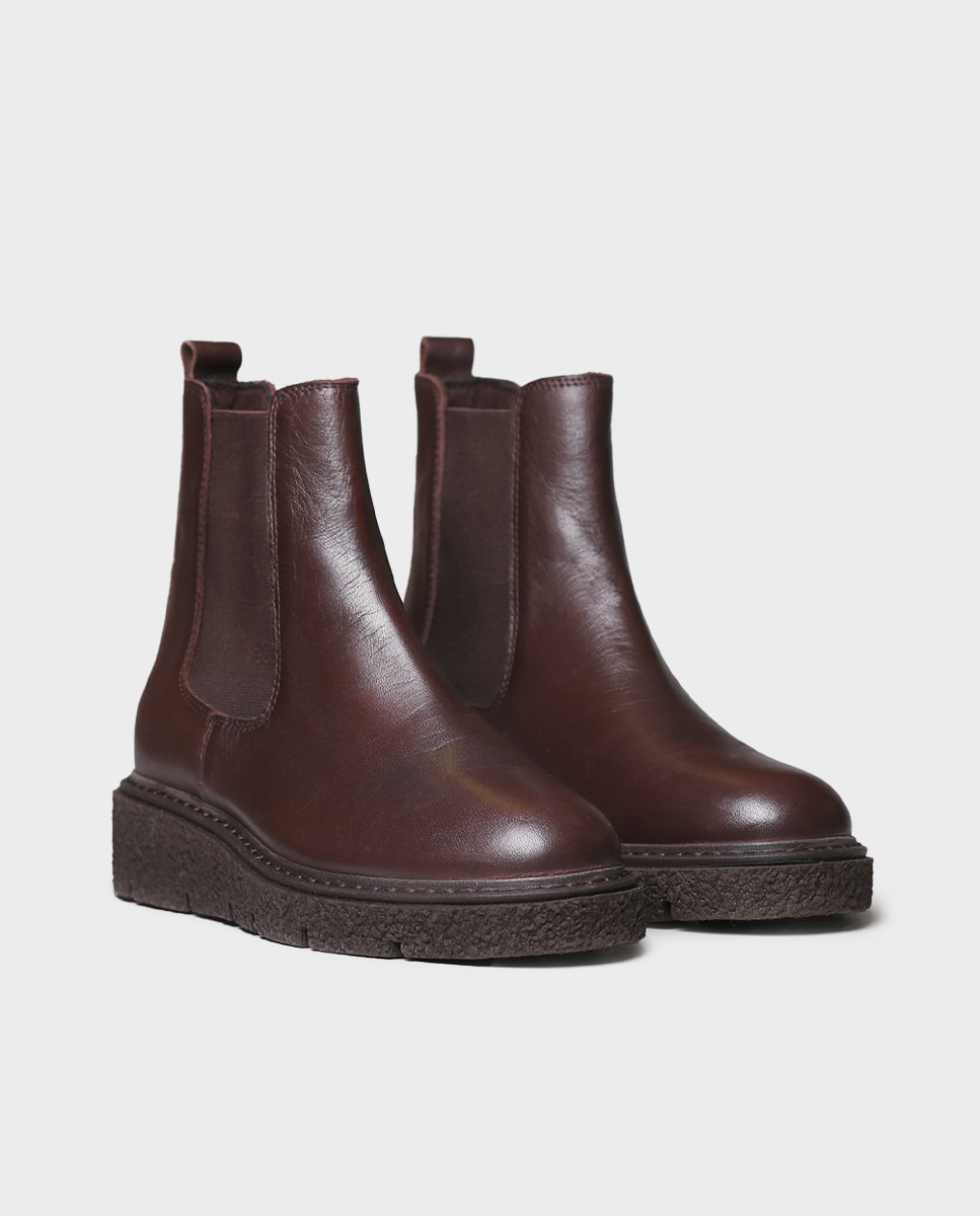 Botines chelsea de mujer de piel con elásticos - Toni Pons - Marrón Marrón-4
