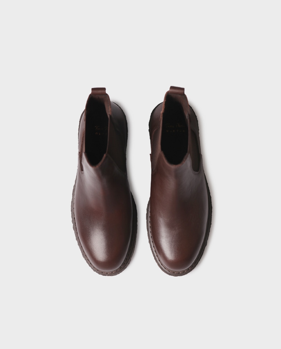 Botines chelsea de mujer de piel con elásticos - Toni Pons - Marrón Marrón-3