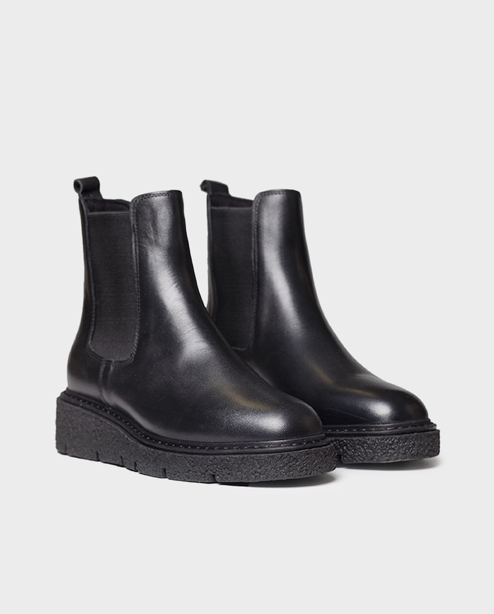 Botines chelsea de mujer de piel con elásticos - Toni Pons - Negro Negro-4