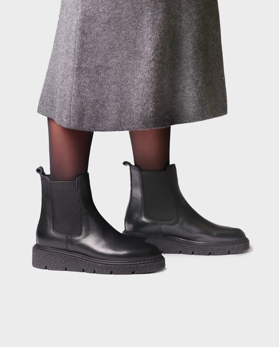 Botines chelsea de mujer de piel con elásticos - Toni Pons - Negro Negro-2