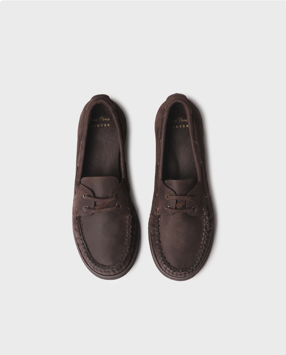 Mocasines planos de mujer de piel con cordones - Toni Pons - Marrón Marrón-3