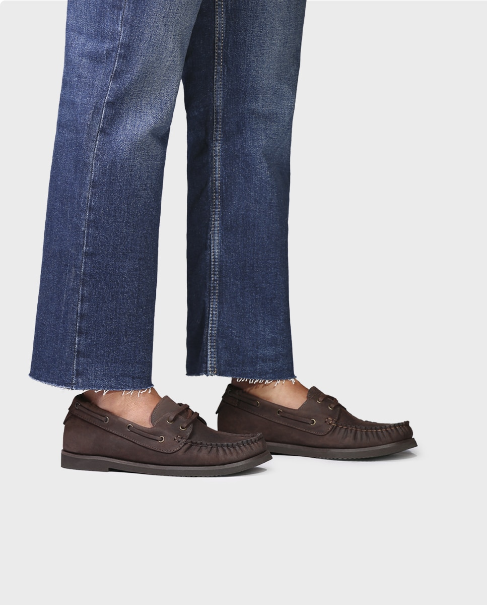 Mocasines planos de mujer de piel con cordones - Toni Pons - Marrón Marrón-2