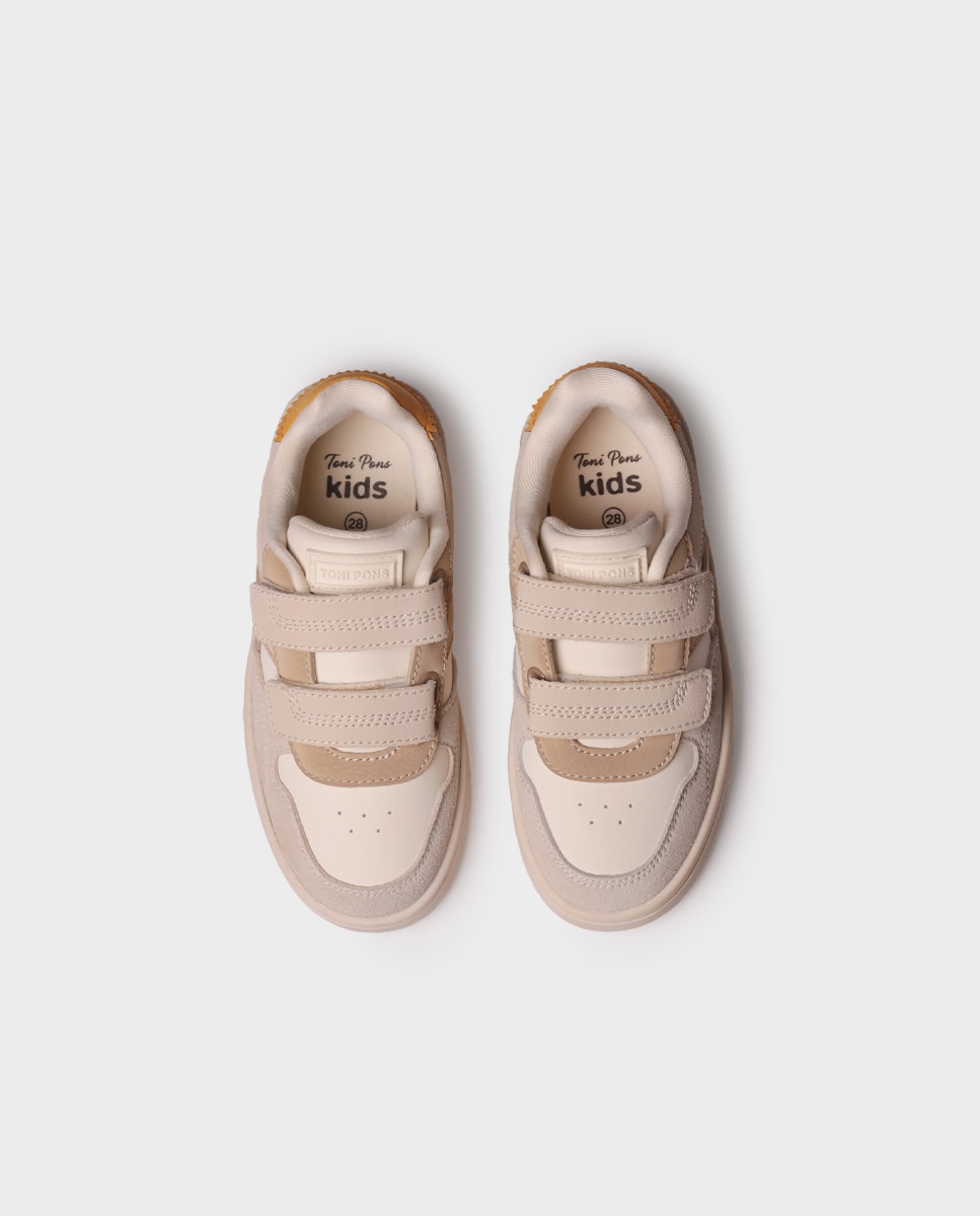 Zapatillas de piel de niños de piel con cierre adherente - Toni Pons - Ocre Ocre-3