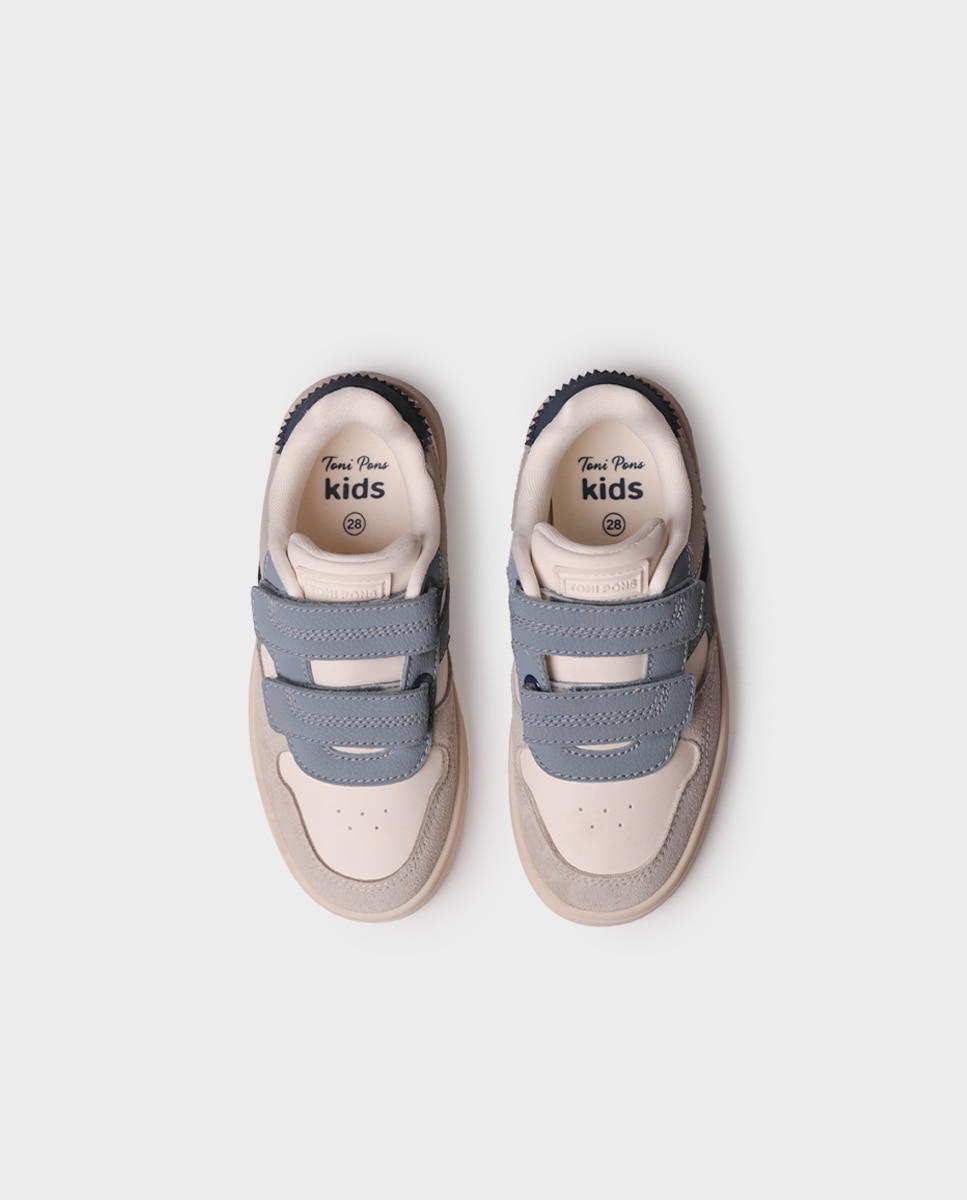 Zapatillas de piel de niños de piel con cierre adherente - Toni Pons - Azul Azul-3
