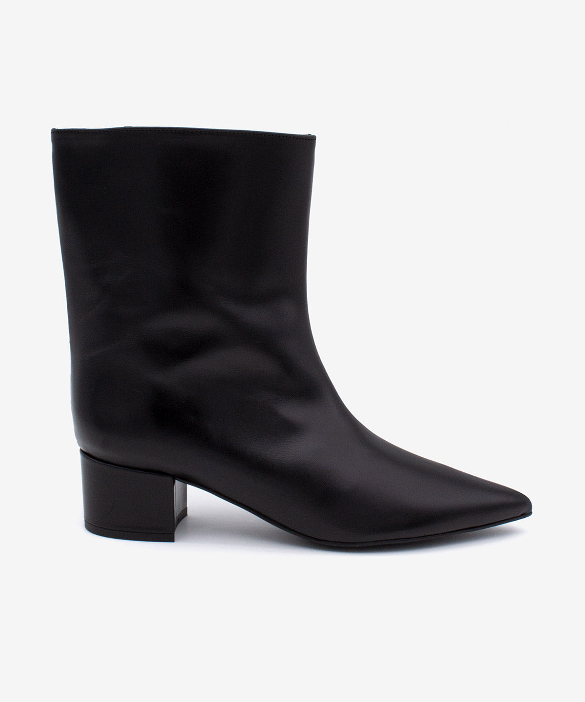 Botines básicos de mujer de tacón cómodo de estilo gaucho de piel lisa semibrillo, alana - Ángel Alarcón - Negro Negro-1
